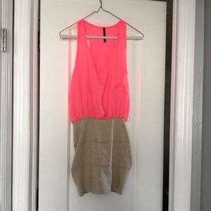 Pink & beige mini dress